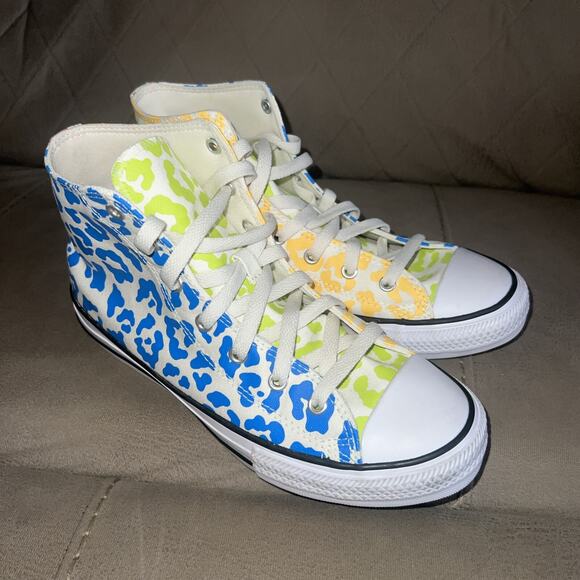 Converse All Star HI Marquis Mills Junior Sz 6 / 7.5 Leopard Print Chuck Taylor - Picture 5 of 11